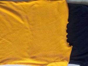 Combo Of Black &amp; Yellow Ribbed Top
