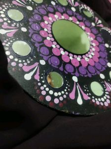 Purple Mandal Dot art Mirror Work