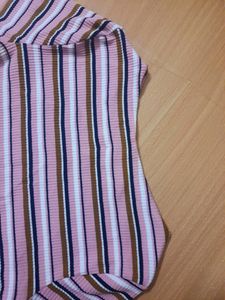 Ginger Ribbed Striped Top With Boat Neck