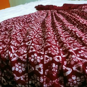 AMARA BANDHANI PRINTED MAROON FLARED KURTI