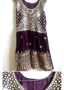 Purple Embroidered Anarkali Dress