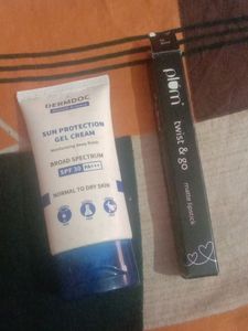 Plum Matte Lipstick And Dermdoc Sunscreen