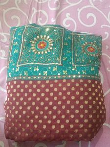 Beautiful Peacock Green Gujrati Saree