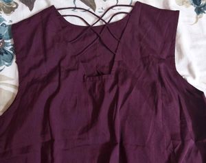 Marron Sleeveless Top With Beautiful Back Details