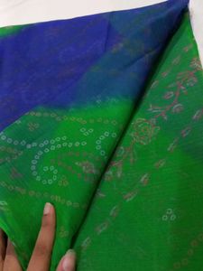 FREE DELIVERY GREEN BLUE COLOUR CHIFFON SAREE