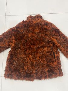 Rust Color Furry Coat For Women