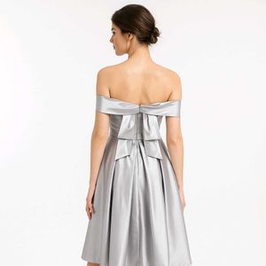 Elegant Silver Off-Shoulder Dress