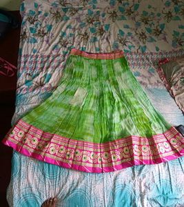 Green Embroidered Boho Skirt