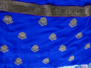 Elegant Blue Embroidered Saree