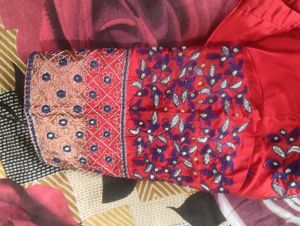 Red And Blue Work Blouse