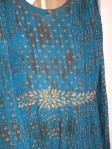 Elegant Teal Embellished Dress