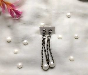 Pearl Chain Drop Earrings