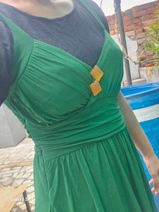 GREEN STRIP DRESS WITH BLACK INNER