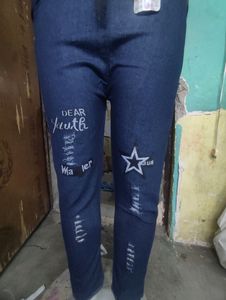 Girls Prited Rafuo Digine Deinam Pants Deina