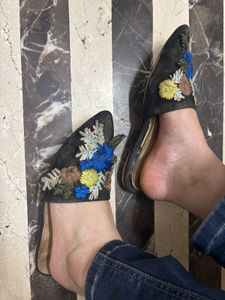 Floral Embroidered Mules