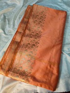 Elegant Peach Banarasi Saree