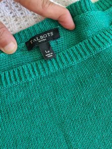 Green Knit 3/4 Sleeve Top