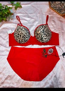 Red &amp; Leopard Print Lingerie Set