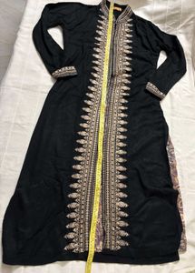 Warm Winter Black Embroidered Kurta