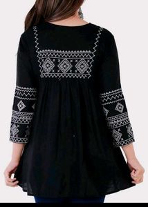 Embroidered Black Tunic Top
