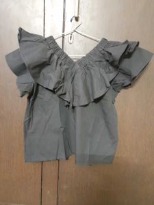 Koren Oversized Ruffle Crop Top