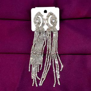 White And Silver Toned Contemporary Danglers