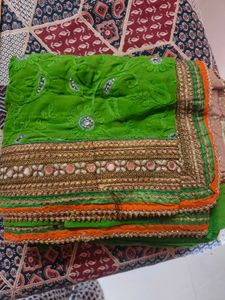 Heavy Georgette Popat Green Saree