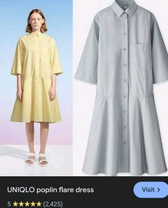 Uniqlo U Dropped Waist 3/4 Sleeve Shirt Dress