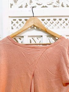 Peach V Neck Loose Knit Top B