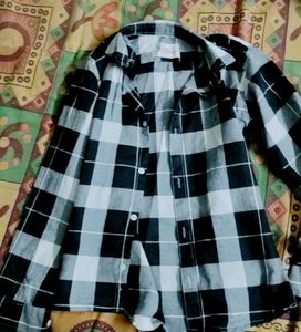Black and White Checked Button-Down