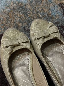 gold glitter bow flats