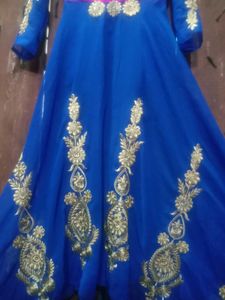 Royal Blue &amp; Hot Pink Embroidered Gown
