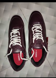 Burgundy Leather Sneakers - Size 10