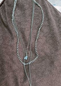 Aesthetic Three Layered Silver Chain