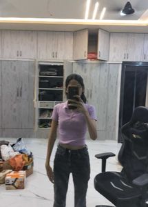 Purple Crop Polo Neck Tshirt