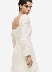 White Balloon Sleeve Dress