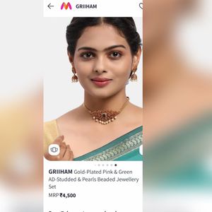 Gold -Plated Pearls Beaded Jewellery Set