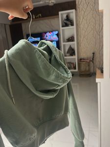 Sage Green Cropped Zip-Up Hoodie