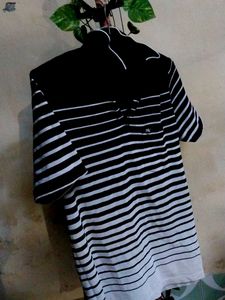 Striped Polo Shirt - Black & White