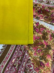 mustard floral saree