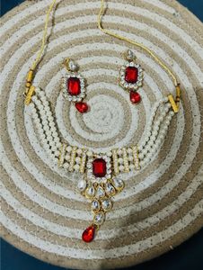 Red & Pearl Jewelry Set