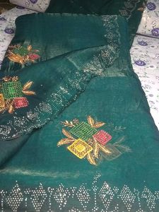 Elegant Green Embellished Saree