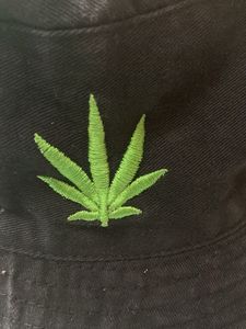 Black Bucket Hat with Leaf