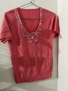 Embellished Pink Top🩷