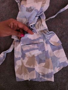 Girls Blue White Jumpsuit Short 0-3month