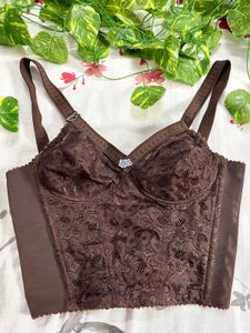 Vintage Brown Lace Corset Top