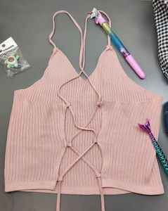 Pink Lace Crisa Cross Top