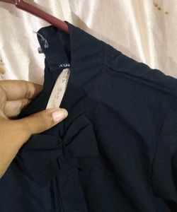 Elegant Navy Blue Top with Bow