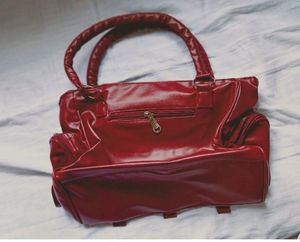 Red Faux Leather Handbag