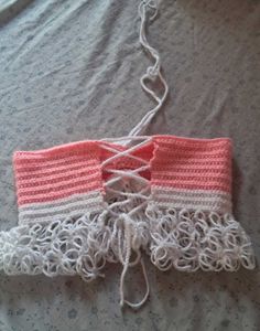 Crochet Pink &amp; White Crop Top